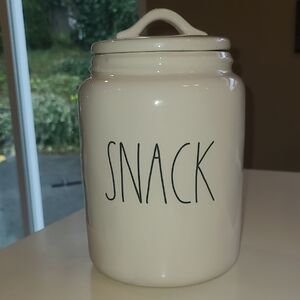 Rae Dunn Cream Ceramic 'SNACK' Canister with Lid